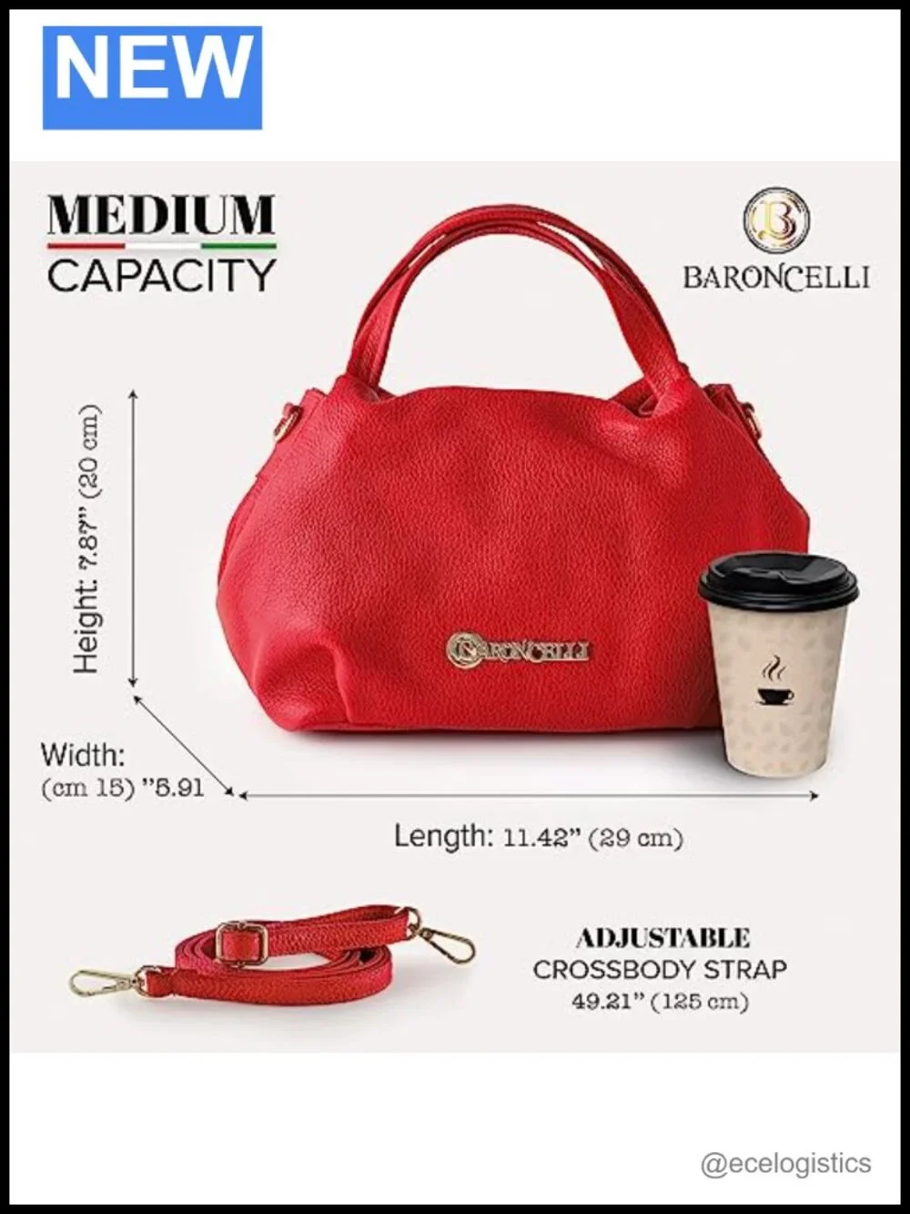 Genuine Italian Leather Medium Shoulder Crossbody Bag